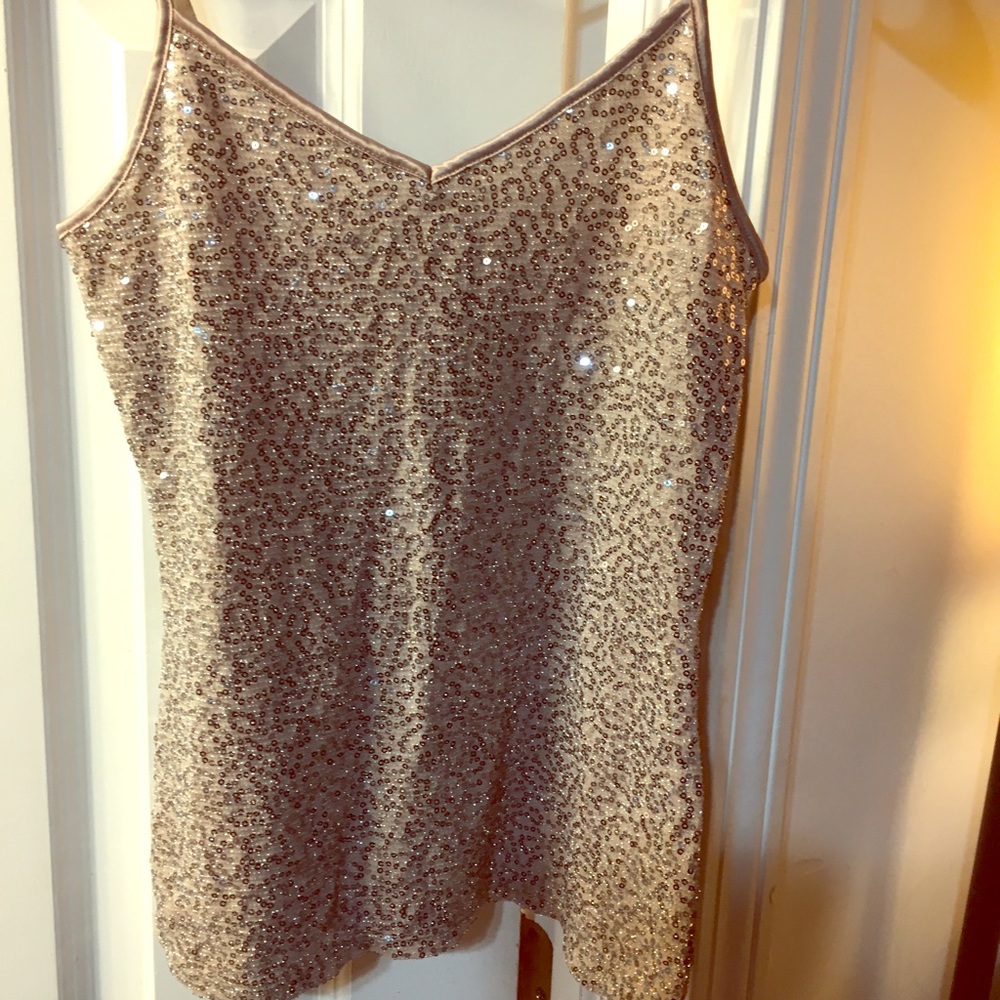 Ivory color sequins tank top